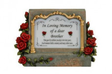 Grave Plaque with Coloured  Roses and a Sensor Light